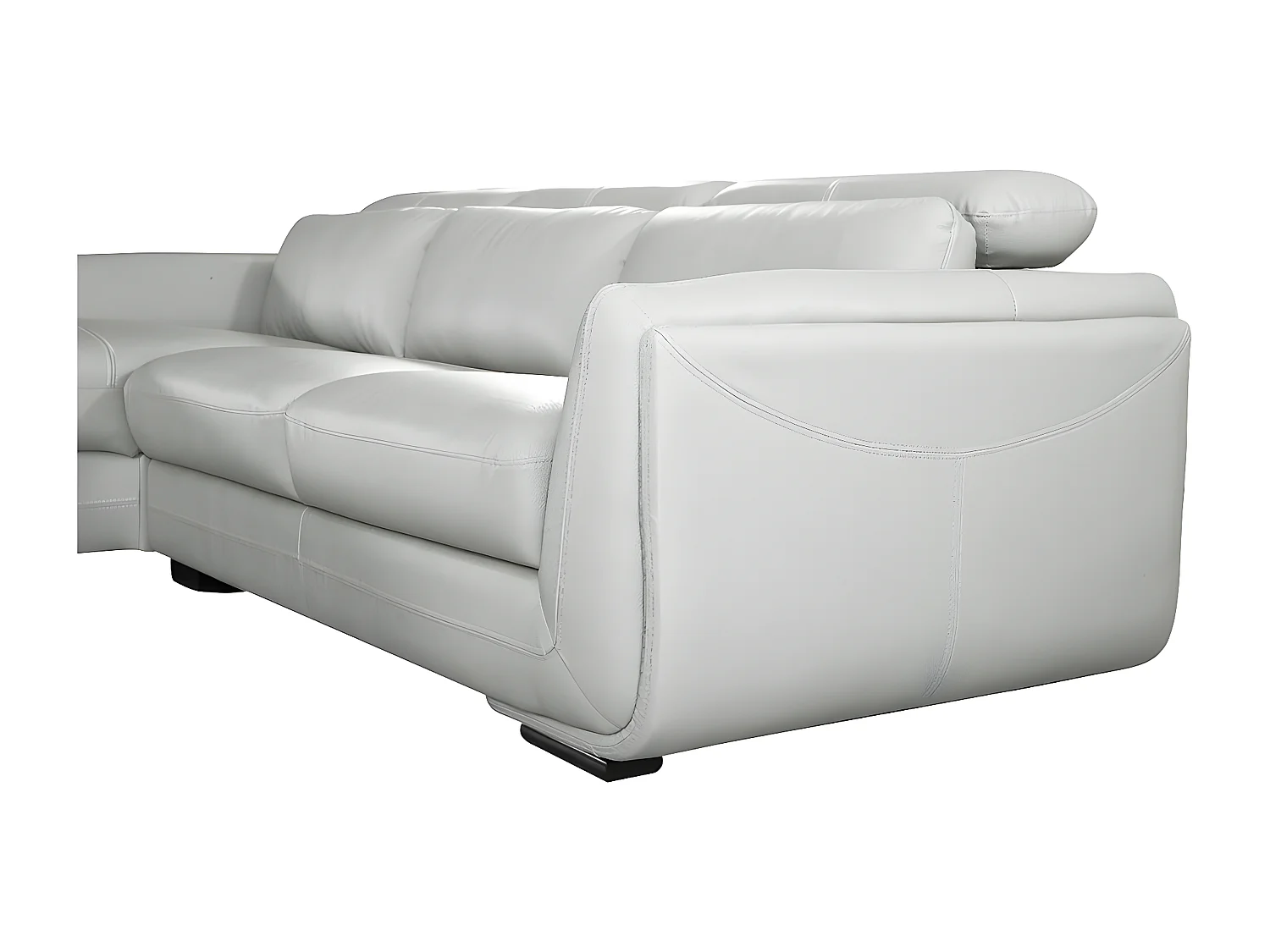 Canapé d'angle en cuir KENZO Gris - Angle Gauche