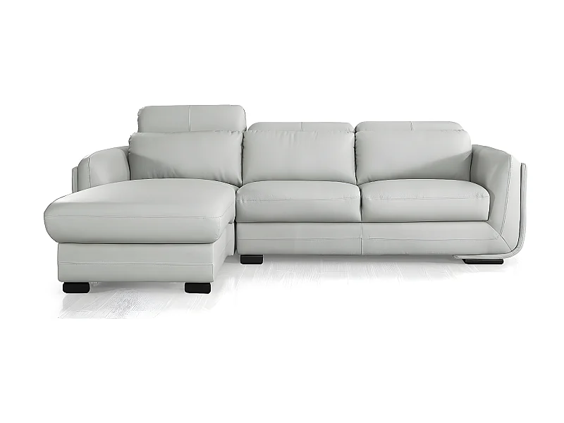 Canapé d'angle en cuir KENZO Gris - Angle Gauche