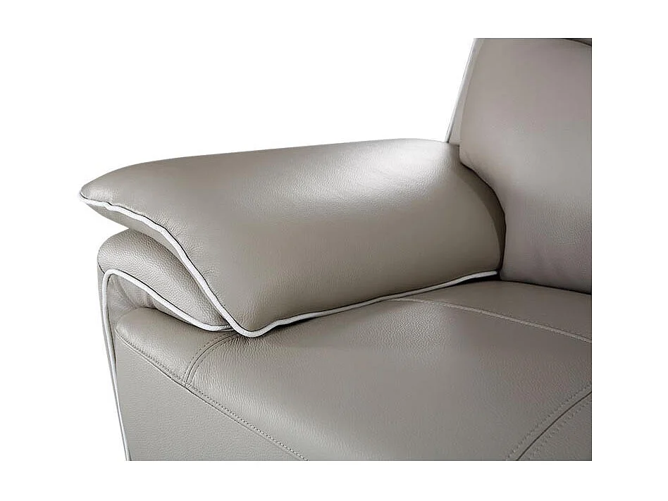 Canapé 2 places Cuir MAEL Beige - Angle Droit