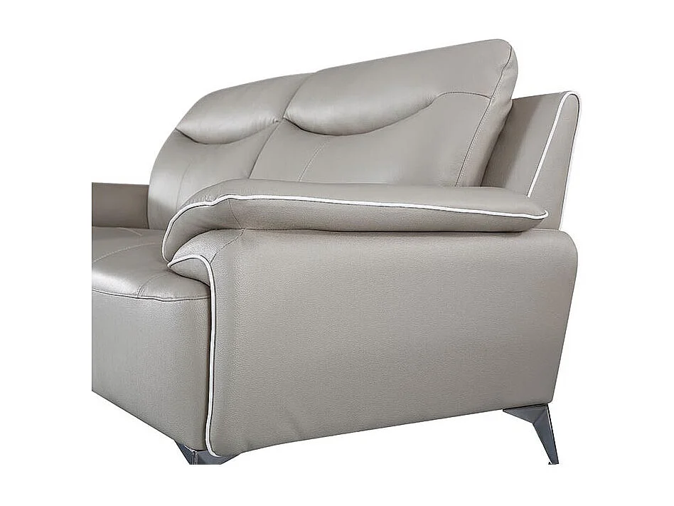 Canapé 2 places Cuir MAEL Beige - Angle Droit