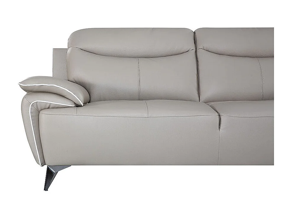 Canapé 2 places Cuir MAEL Beige - Angle Droit