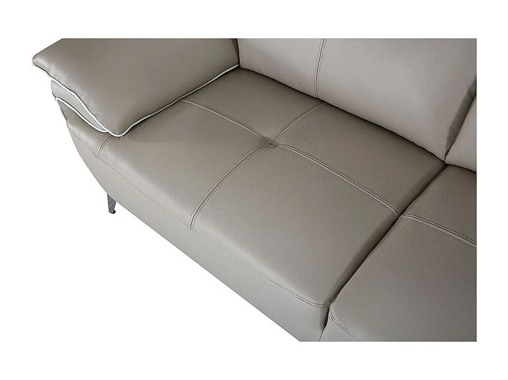 Canapé 2 places Cuir MAEL Beige - Angle Droit