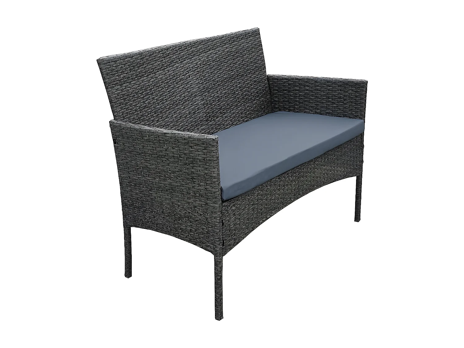 Salon de jardin bas résine "Toronto" 4 places - Gris foncé