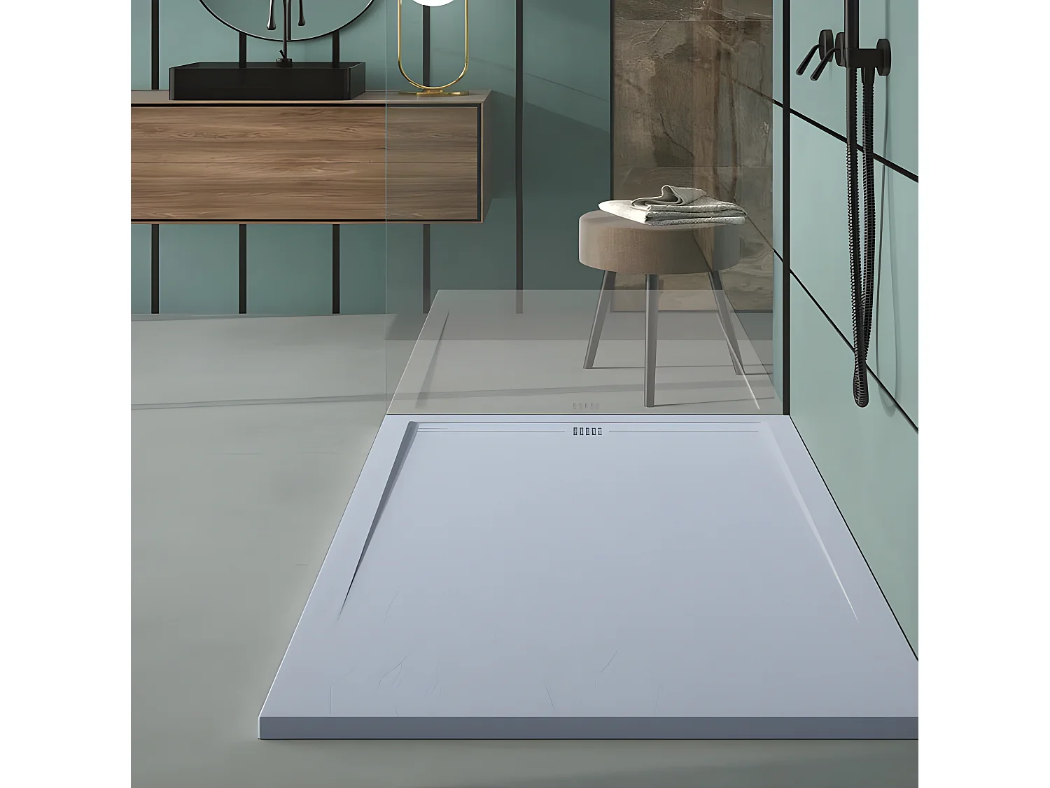 Receveur de douche Gris, finition Ardoise Stone CACH, grille de couleur - 200 x 70 cm