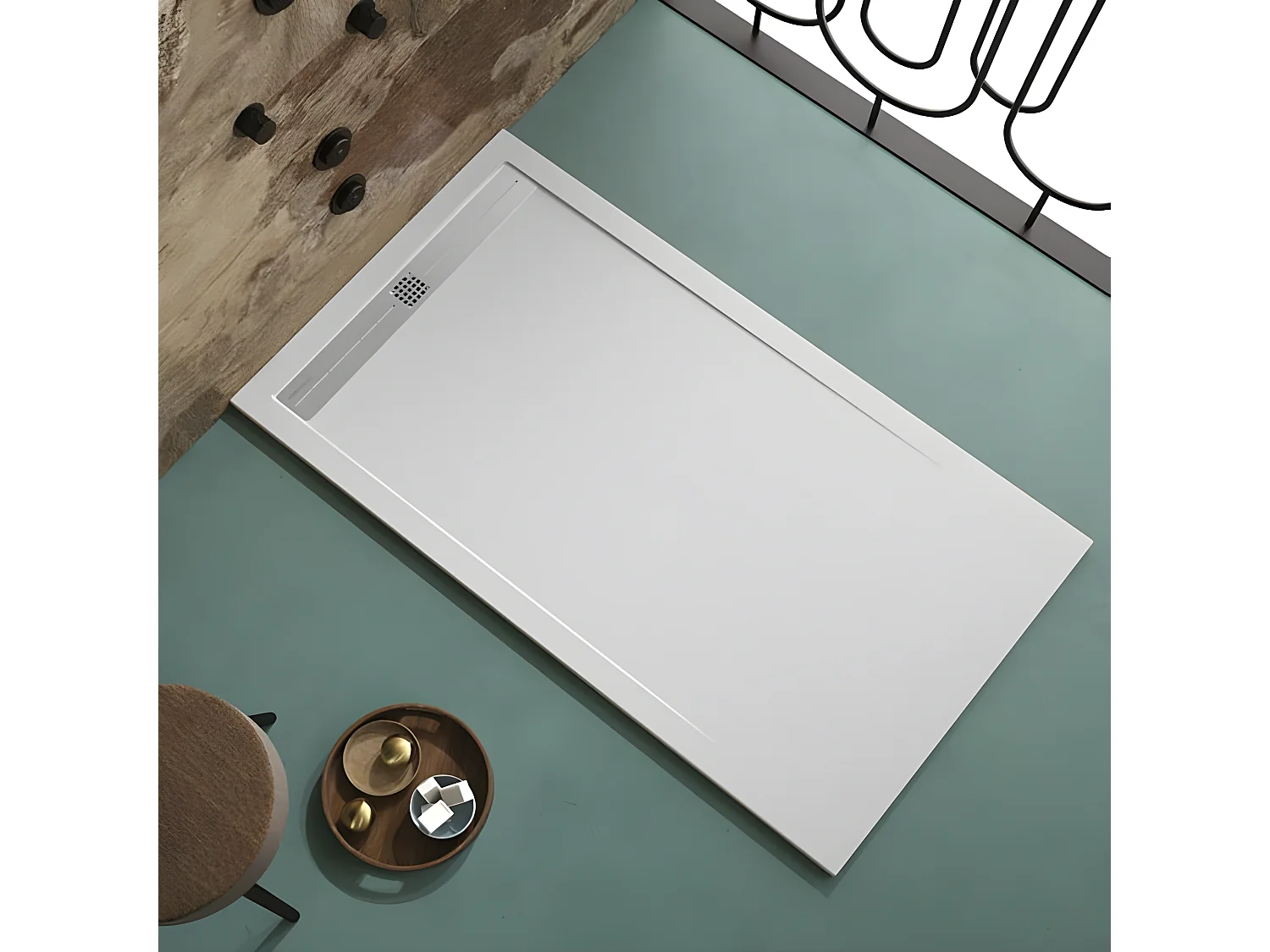 Receveur de douche Blanc, finition Ardoise Stone CACH, grille de couleur - 200 x 70 cm