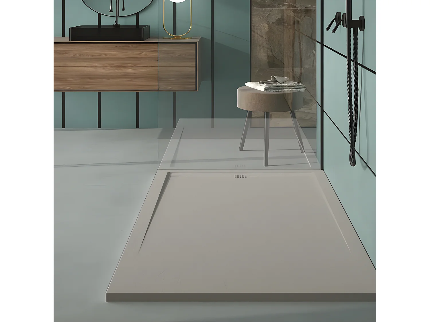 Receveur de douche Sable, finition Ardoise Stone CACH, grille de couleur - 160 x 80 cm