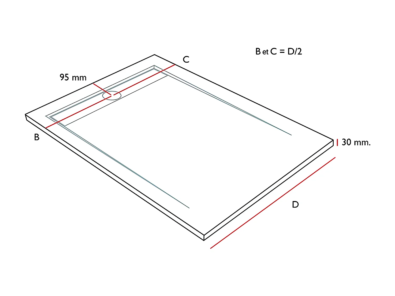 Receveur de douche Crème, finition Ardoise Stone CACH, grille de couleur - 120 x 90 cm