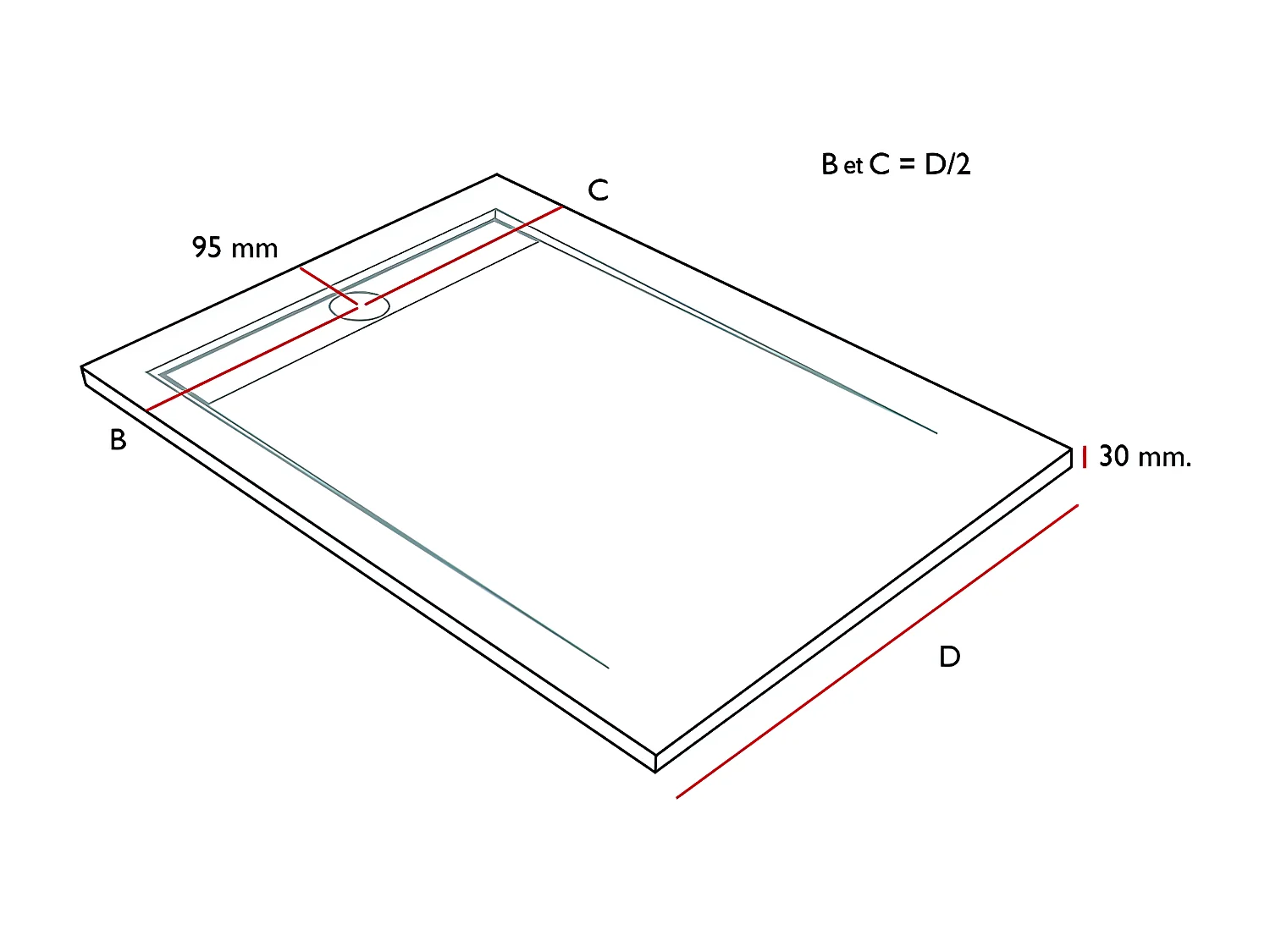 Receveur de douche Crème, finition Lisse Stone CACH, grille de couleur - 190 x 90 cm