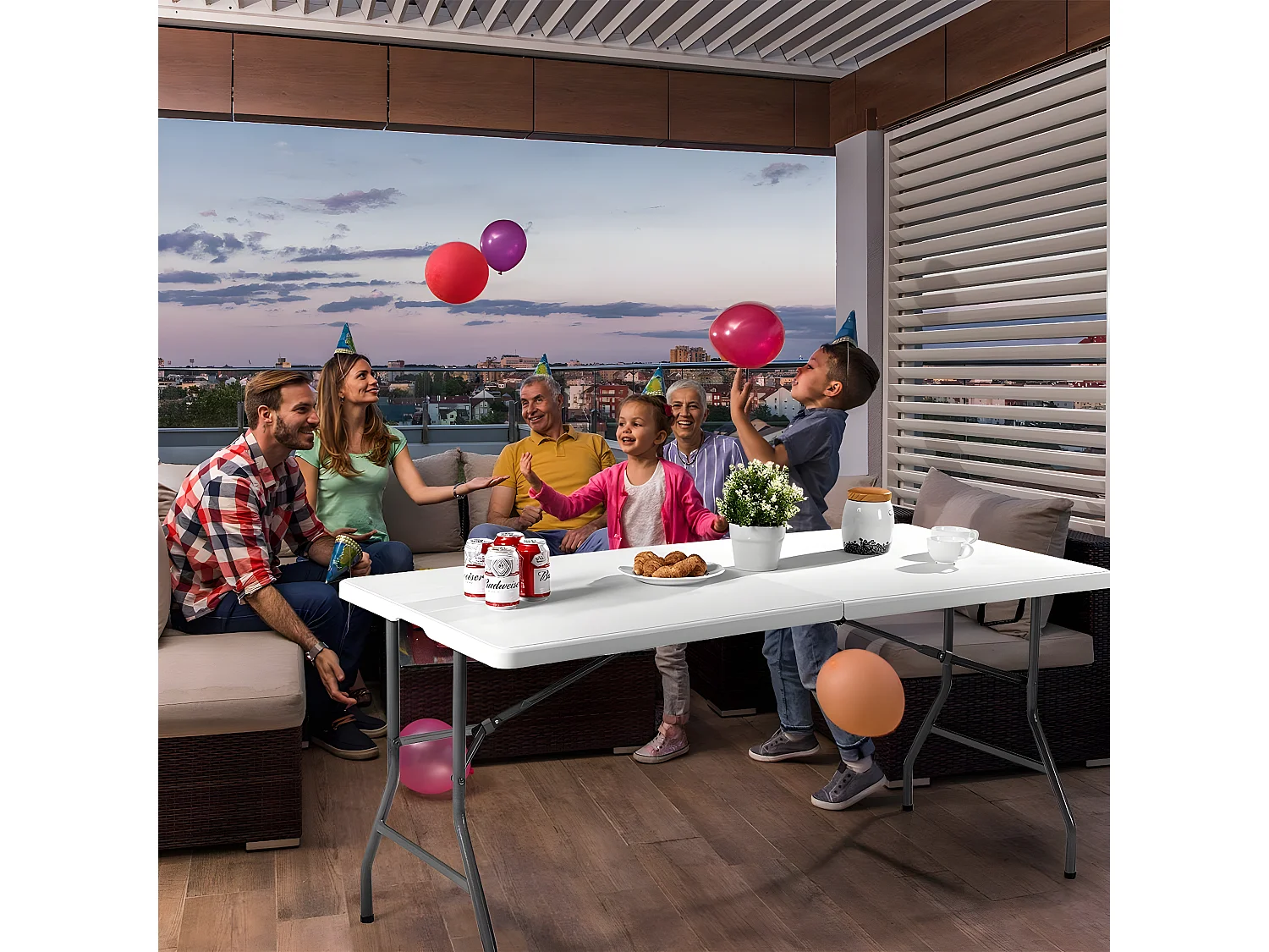 Table de Camping Table Pliante Table Jardin Blanche 150*72*74cm