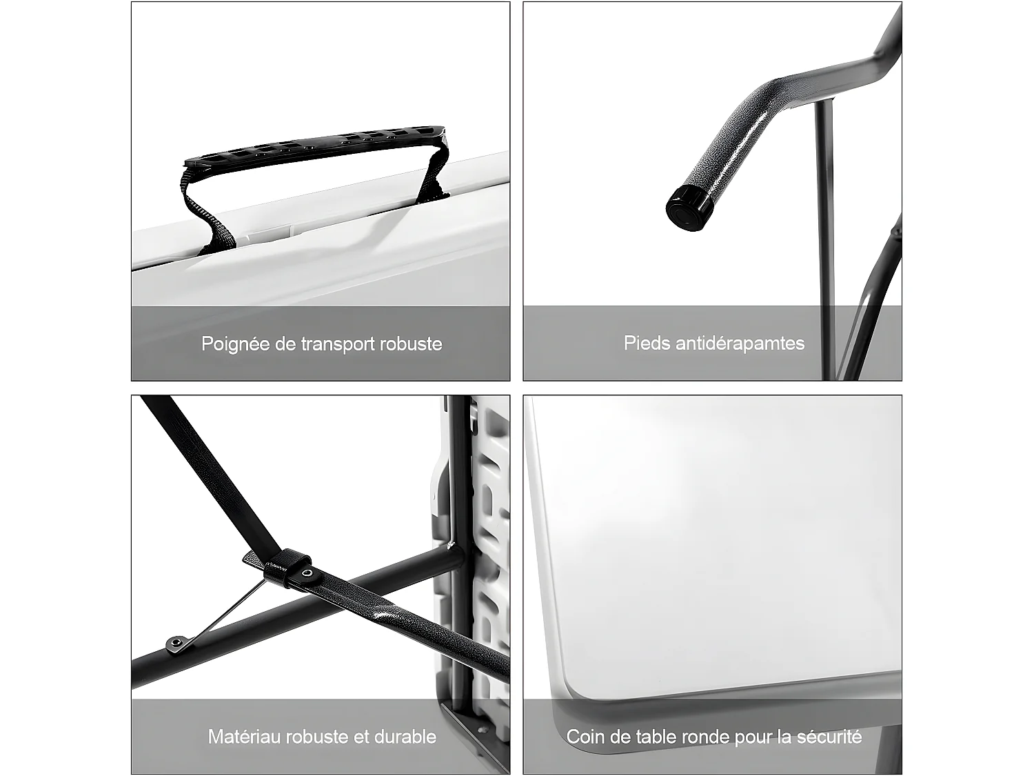 Table de CamBoisg Table Pliante Table Jardin Blanche 150*72*74cm