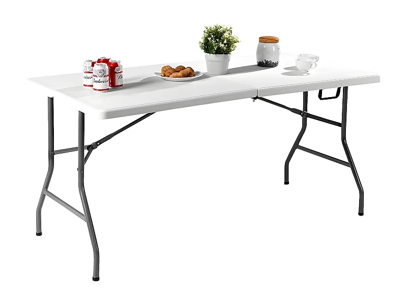 Table de Camping Table Pliante Table Jardin Blanche 150*72*74cm