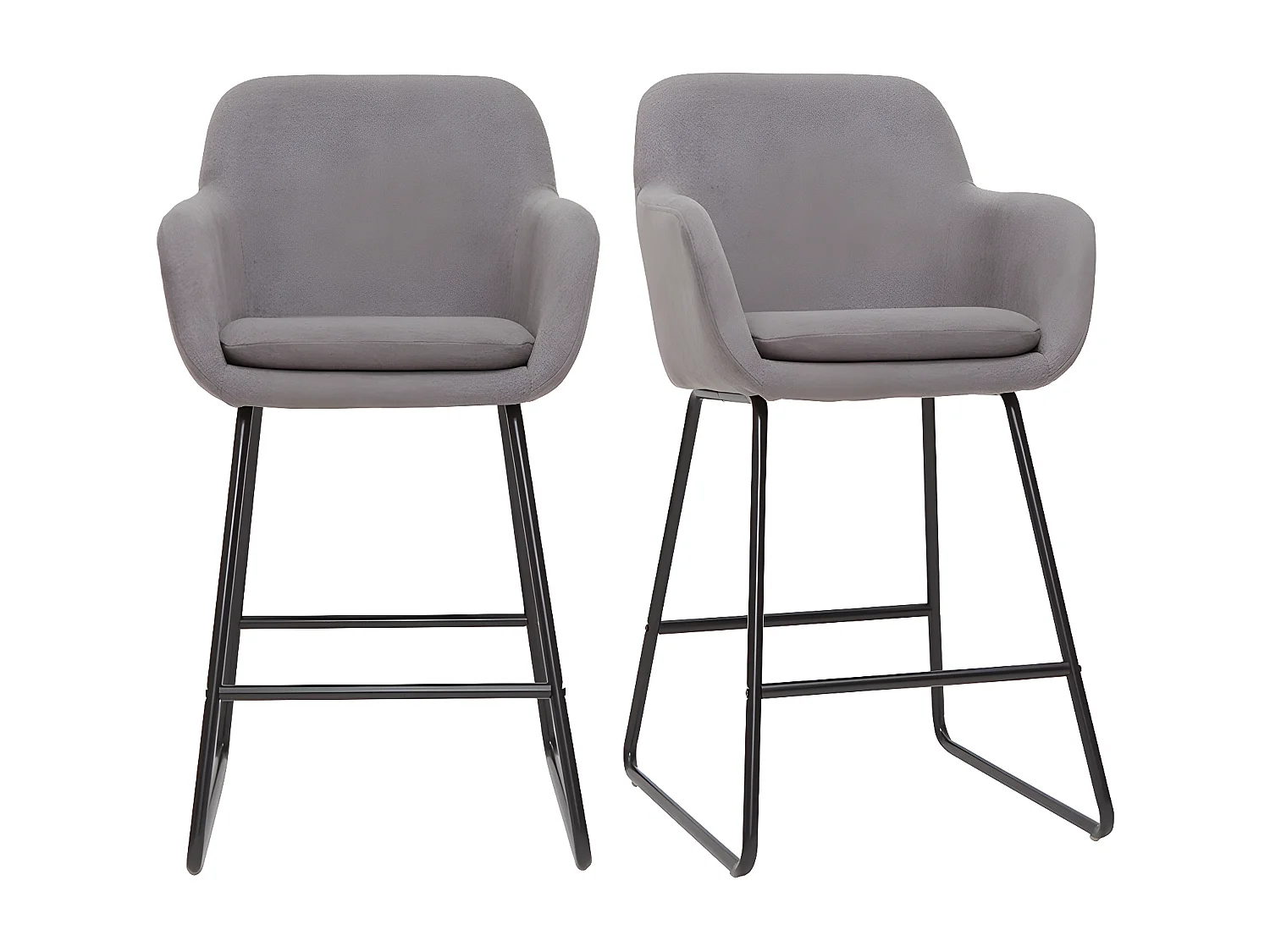 Sgabello da bar in tessuto effetto velluto grigio H75 cm (set di 2) AMIKA