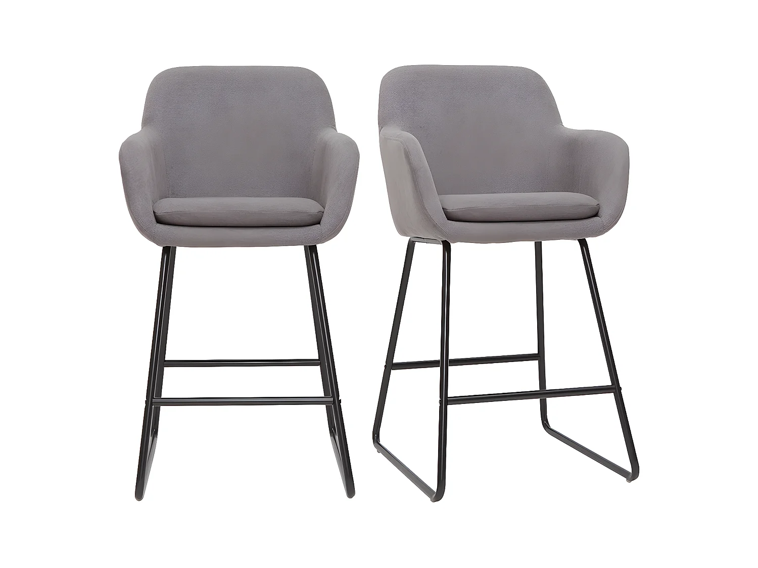 Tabourets de bar en tissu effet velours gris H75 cm (lot de 2) AMIKA