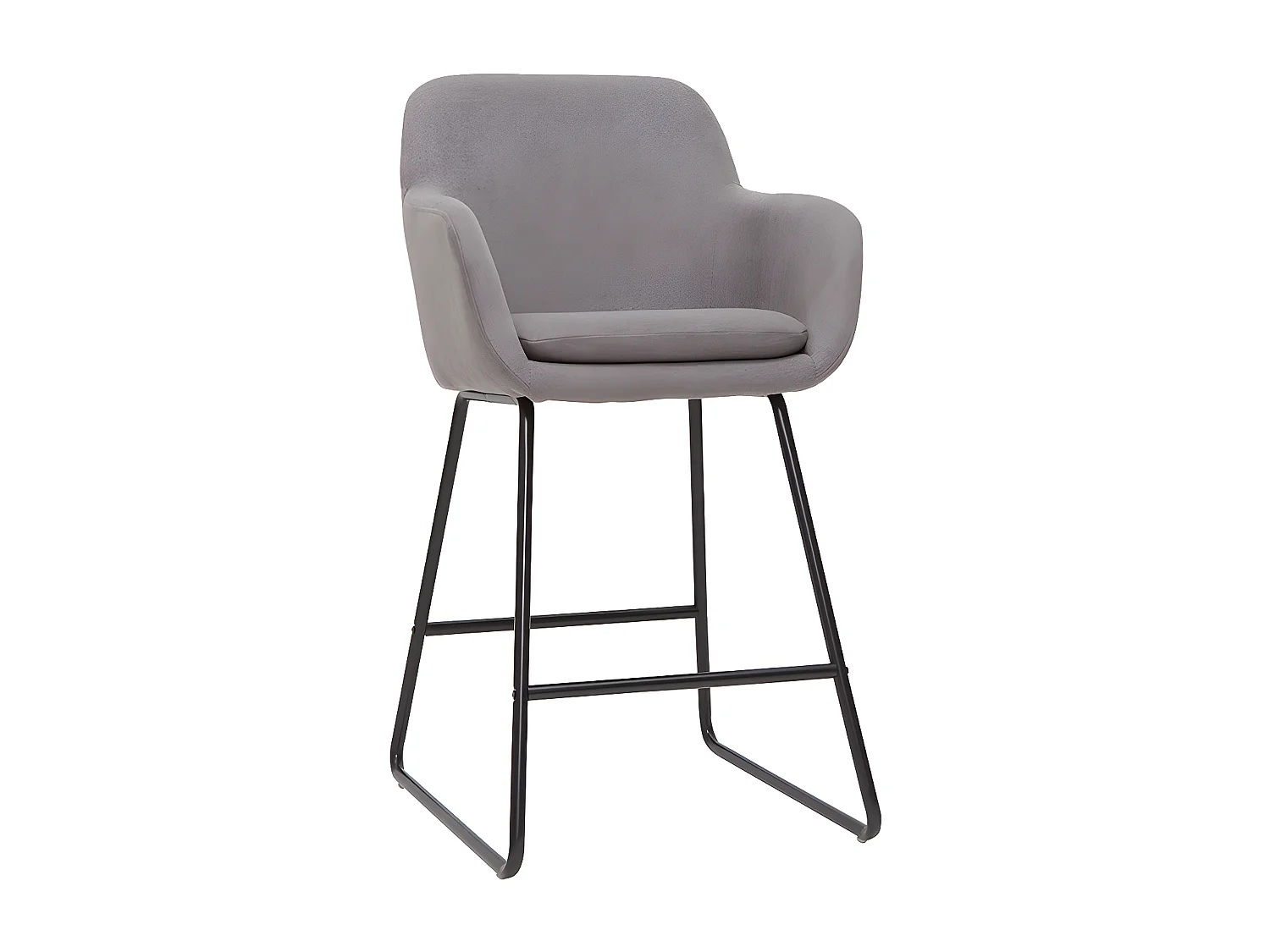 Sgabello da bar in tessuto effetto velluto grigio H75 cm (set di 2) AMIKA