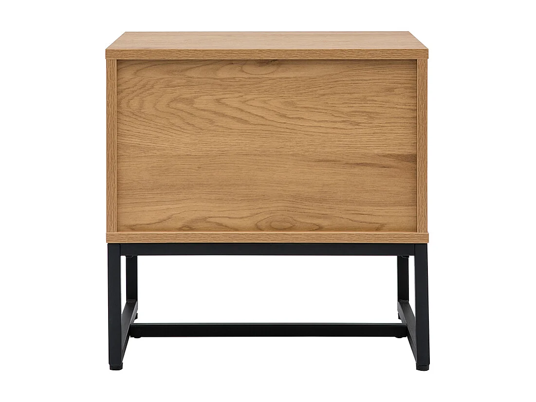 Nachttisch mit 2 Schubladen in hellem Eichenholzfinish und schwarzen Metallgestell LOVATO