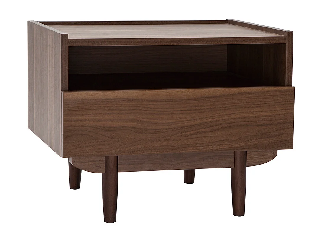 Table de chevet avec rangements finition bois foncé noyer SANAA
