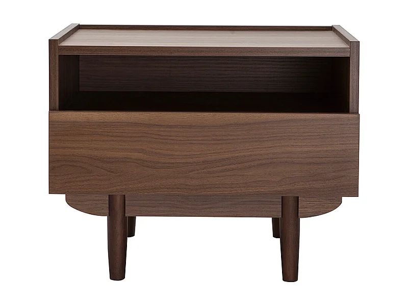 Table de chevet avec rangements finition bois foncé noyer SANAA