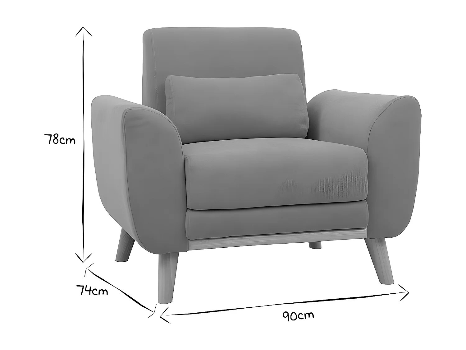 Sillón diseño tejido efecto terciopelo amarillo mostaza y patas roble  EKTOR