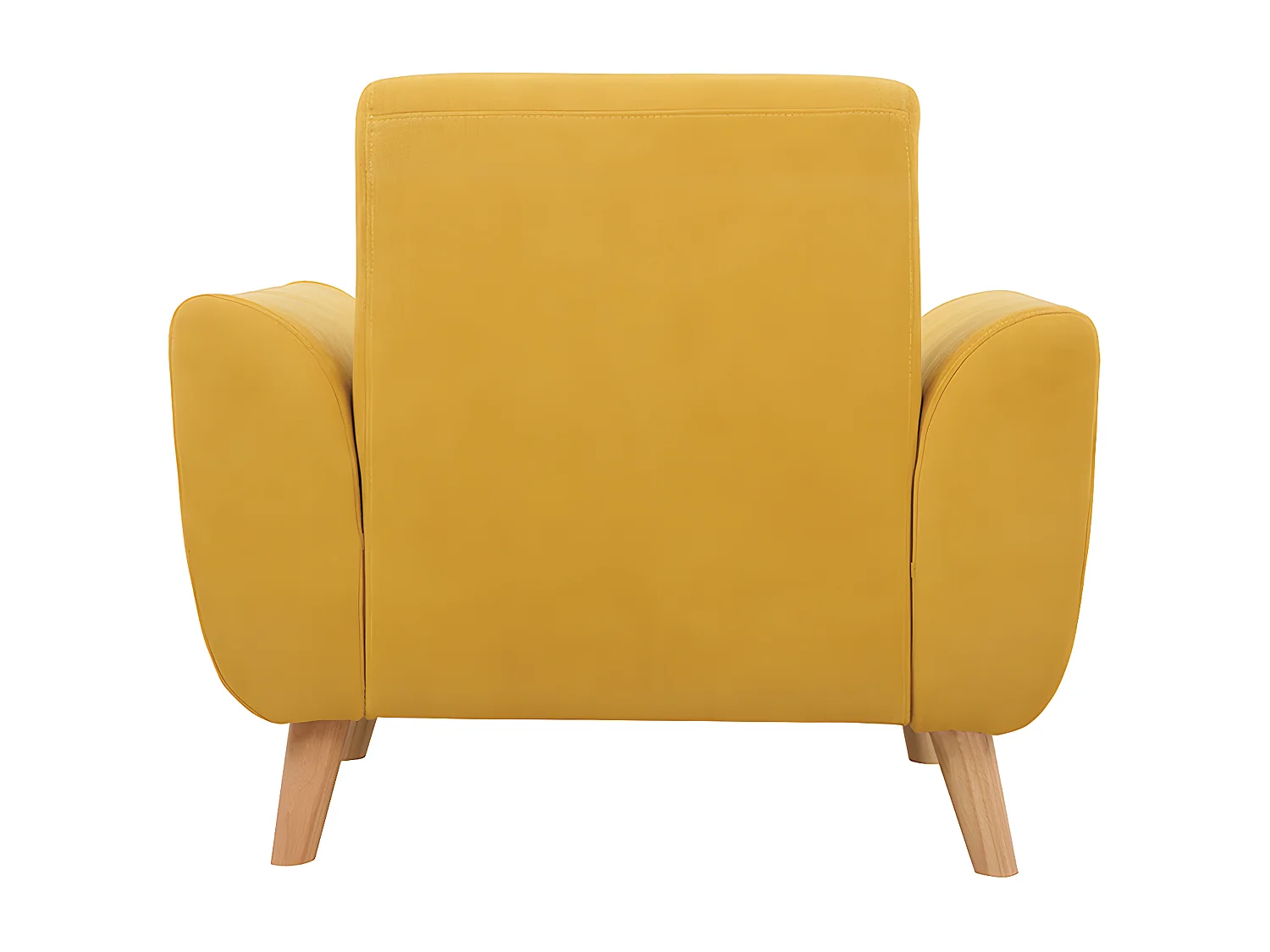 Sillón diseño tejido efecto terciopelo amarillo mostaza y patas roble  EKTOR