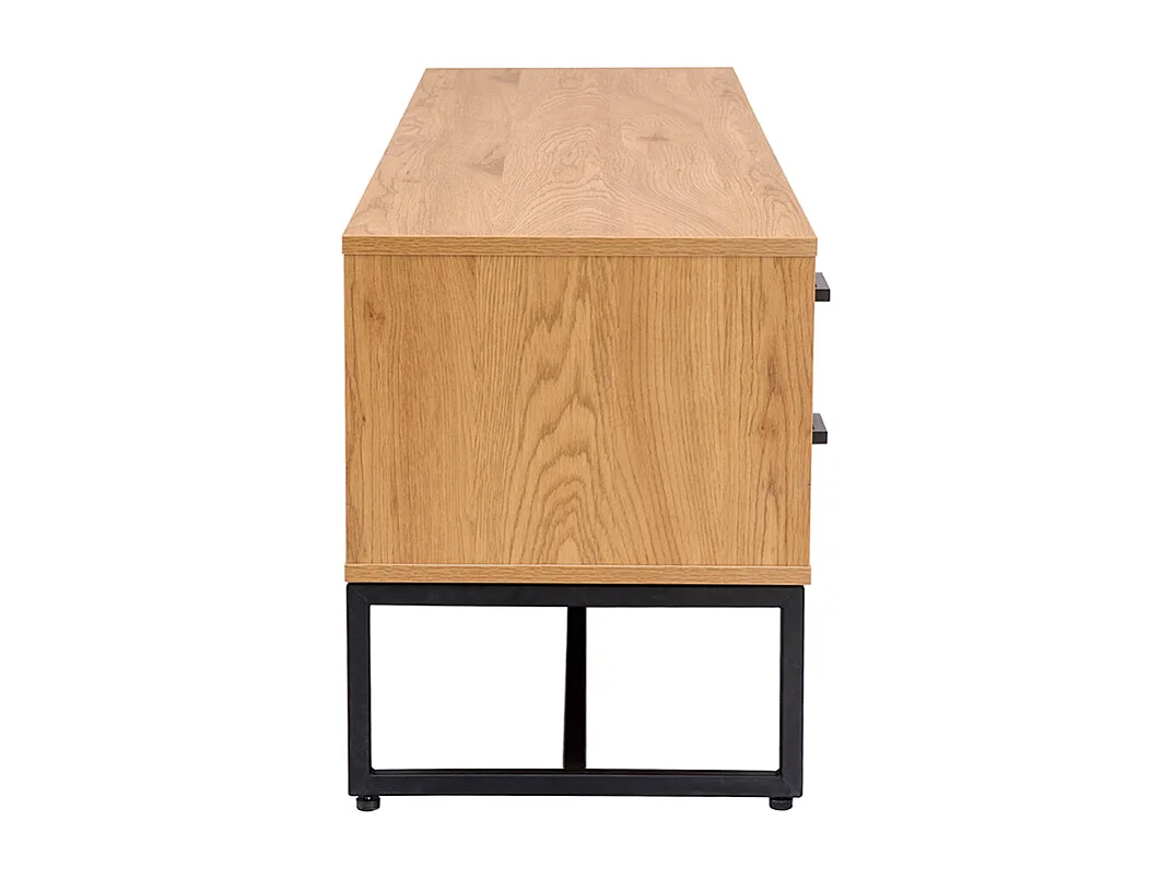 Mueble TV con acabado de roble claro y metal negro 160 cm LOVATO