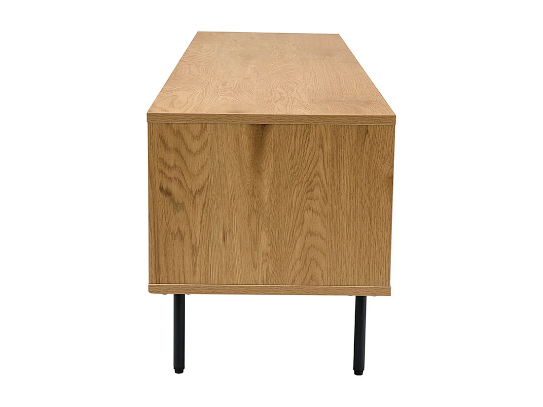 Meuble TV finition bois clair chêne 2 tiroirs L160 cm ARAGON