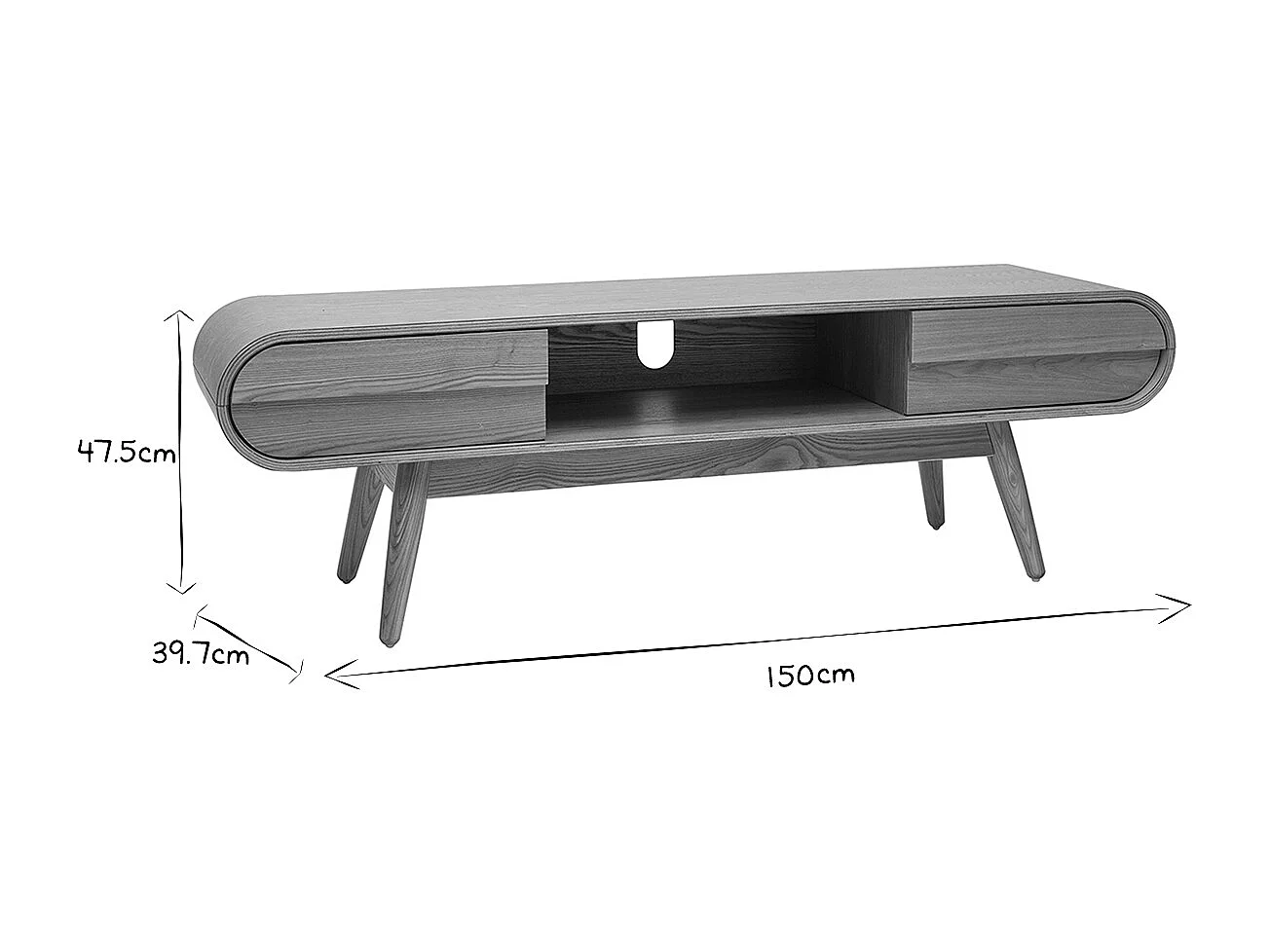 Meuble TV scandinave en bois clair 2 tiroirs L150 cm BALTIK
