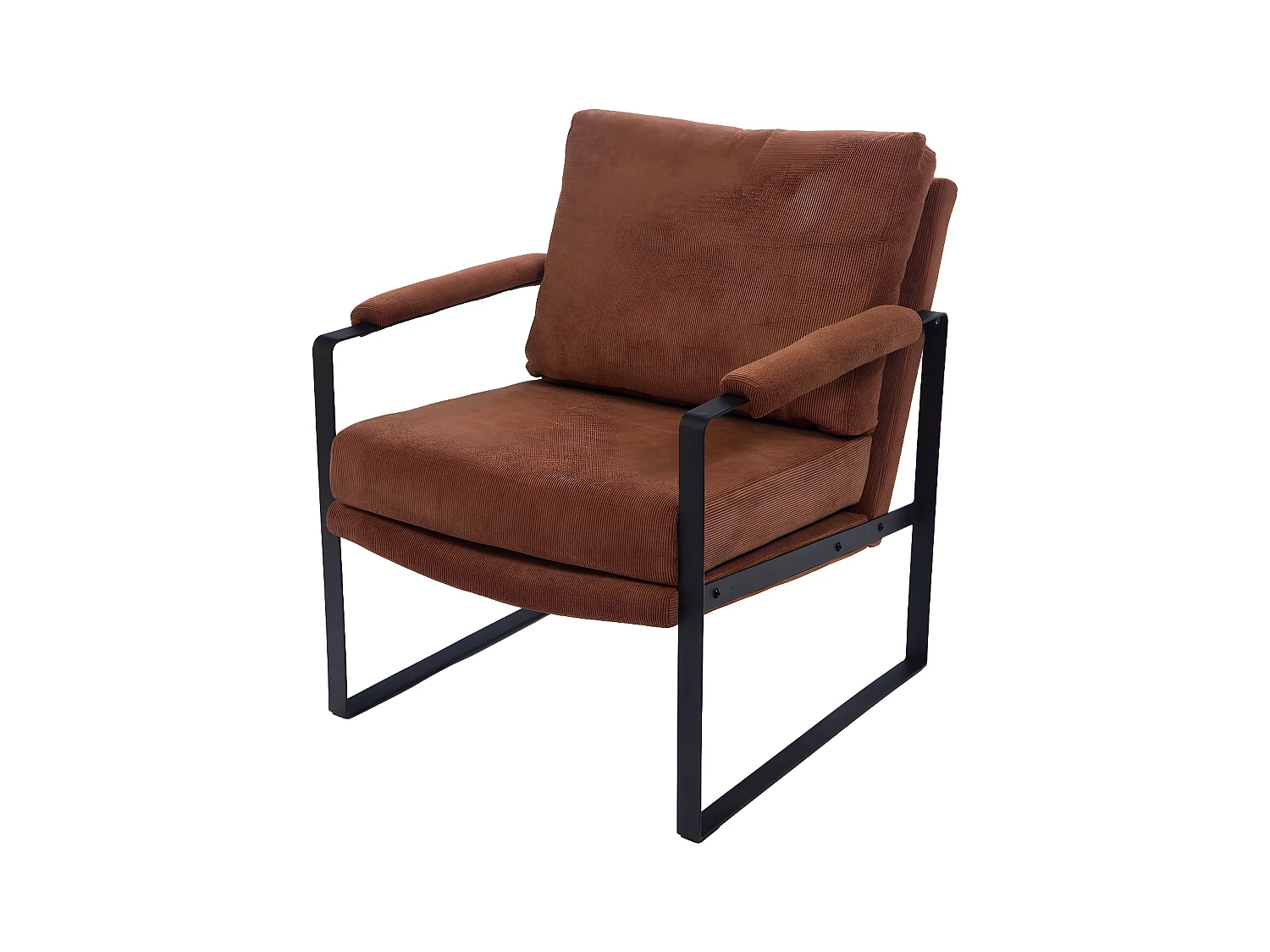 Fauteuil à accoudoirs en métal et velours côtelé - INDY