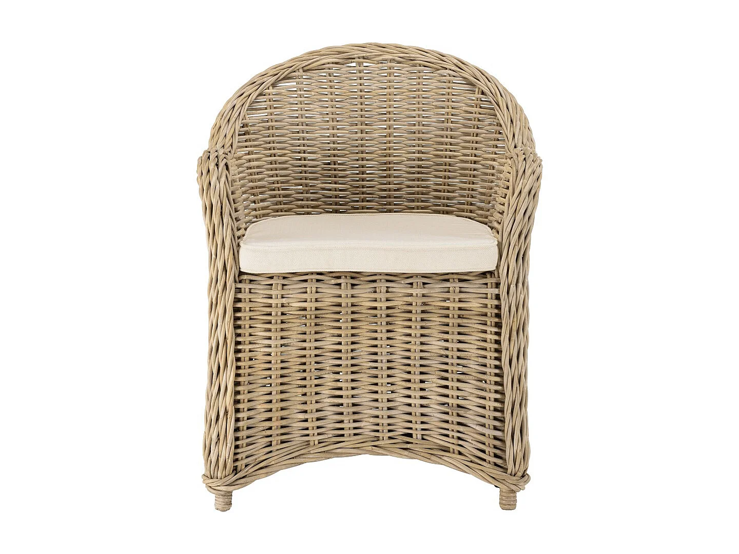 KALLY - Fauteuil en rotin avec coussin d'assise blanc