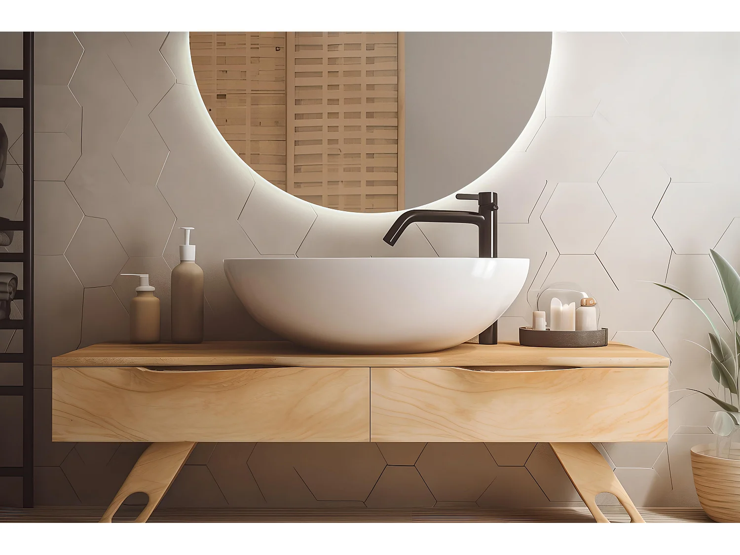 Miroir de salle de bain semi-circulaire LED suspendu mural 25 cm x 50 cm lumière froide