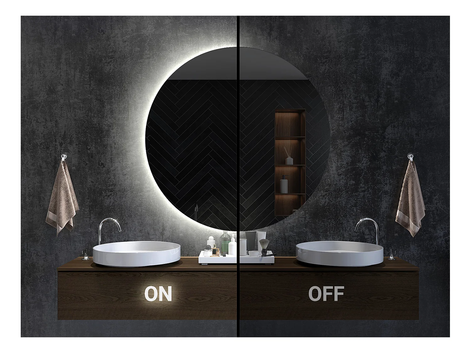 Mooie halfronde LED grote slaapkamerspiegel 50cm x 100cm neutraal licht
