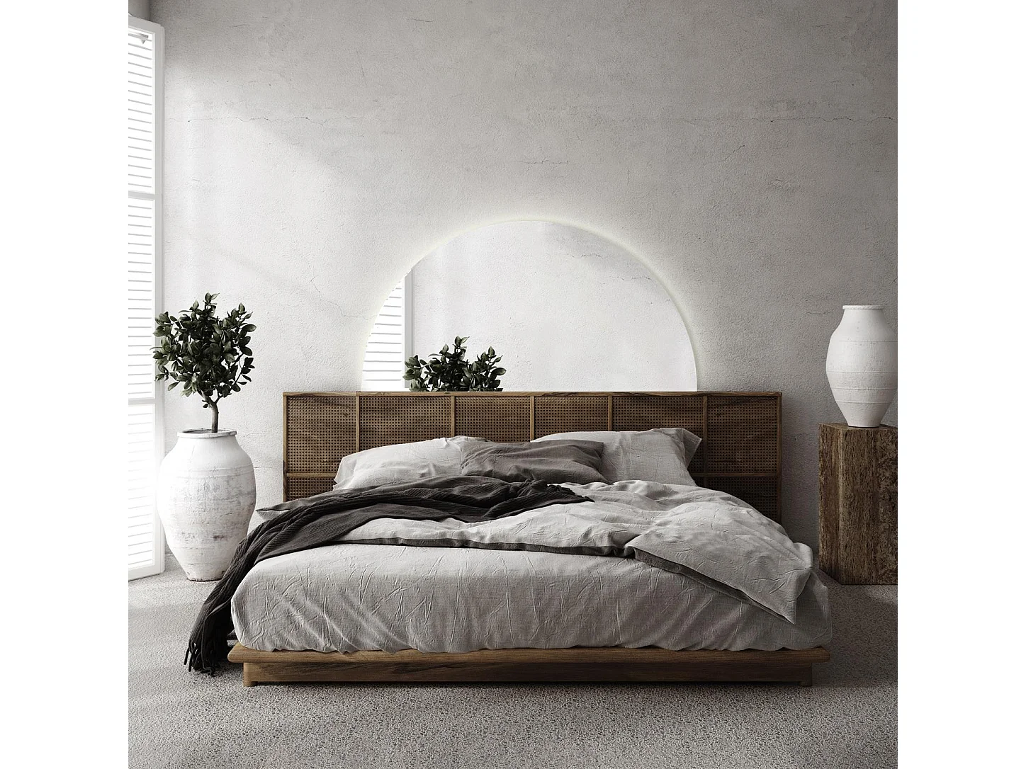 Miroir LED semi-circulaire de qualité supérieure à suspendre pour salon 30 cm x 60 cm Lumière chaude