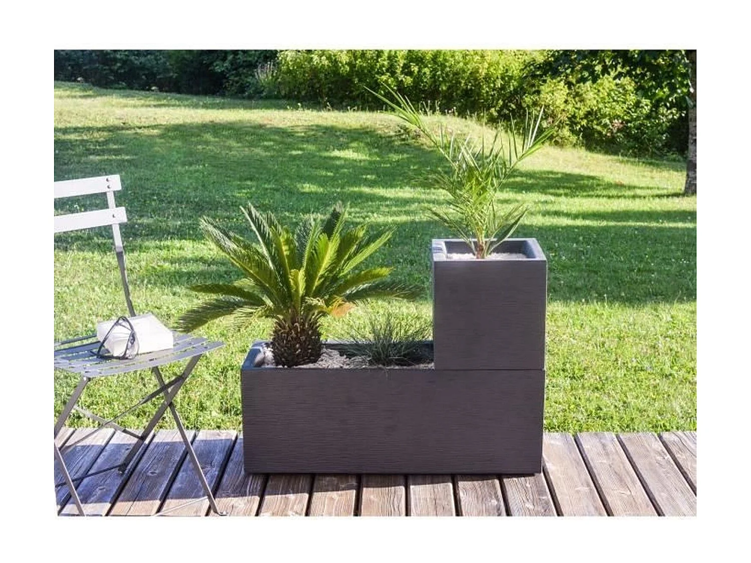 Jardinière carrée Graphit Up 29,5 x 29,5 x 29,5 cm - 21 L - Gris anthracite - Eda