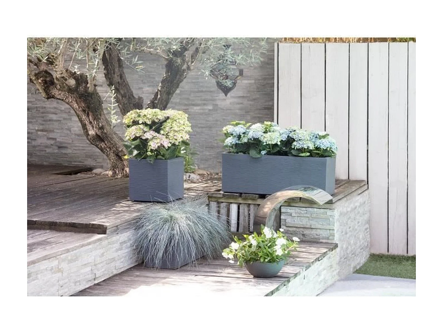 Jardinière carrée Graphit Up 29,5 x 29,5 x 29,5 cm - 21 L - Gris anthracite - Eda