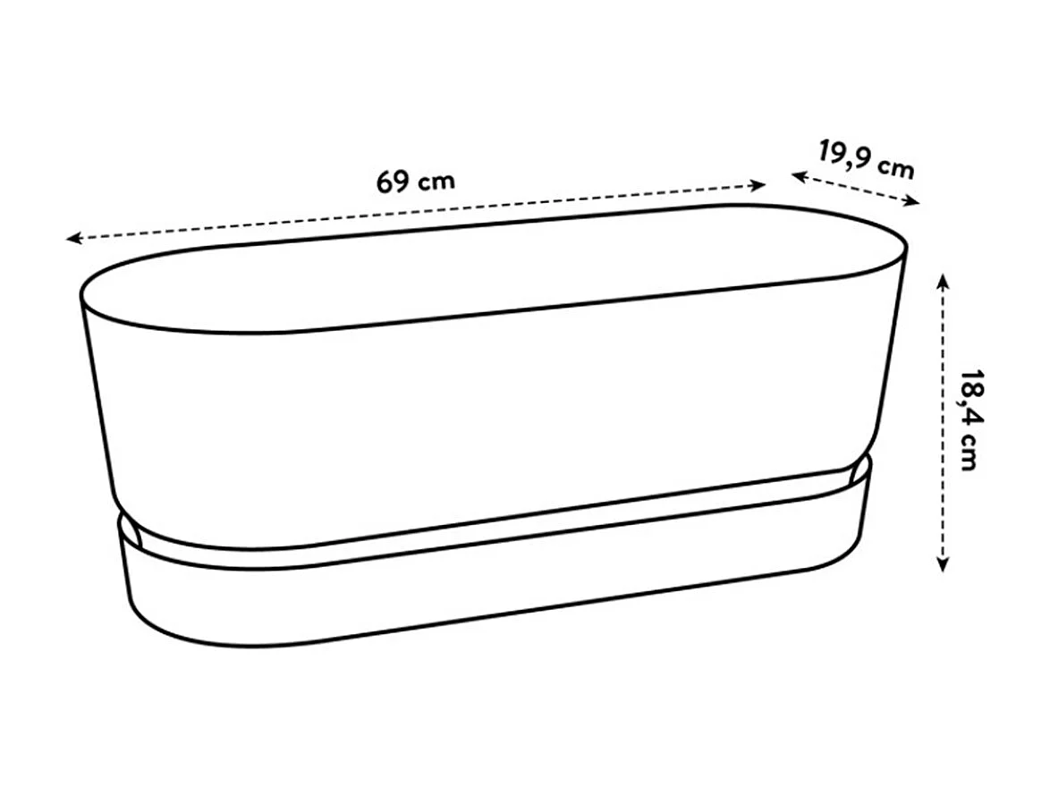 Balconnière Greenville Long 69 x 19,9 x 18,4 cm - Blanc - Elho