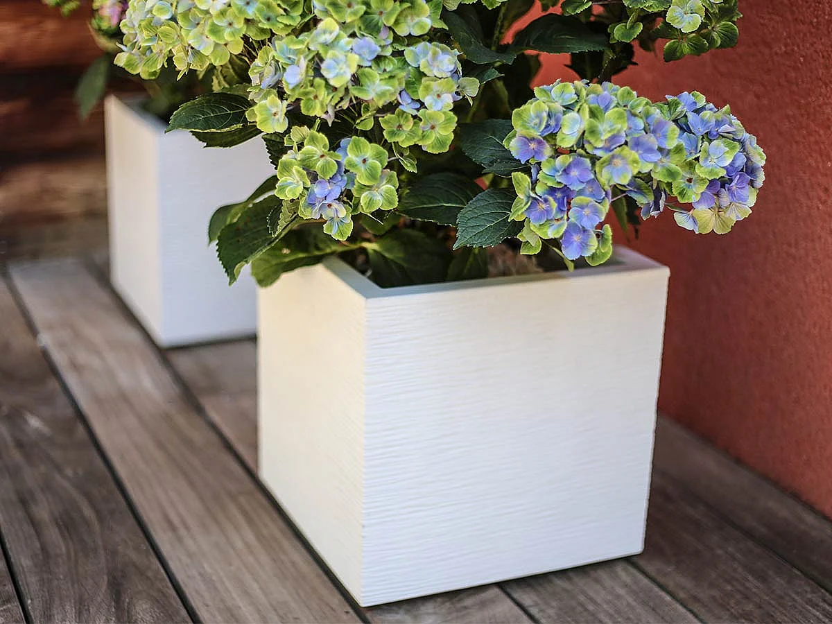 Jardinière carrée Graphit Up 29,5 x 29,5 x 29,5 cm - 21 L - Blanc cérusé - Eda