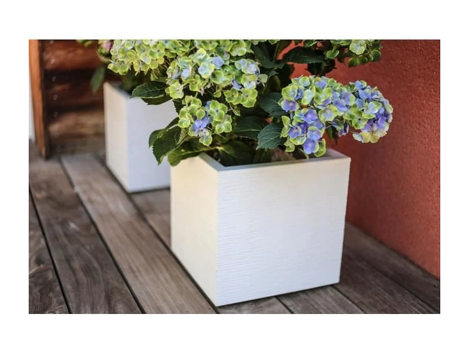 Jardinière carrée Graphit Up 29,5 x 29,5 x 29,5 cm - 21 L - Blanc cérusé - Eda