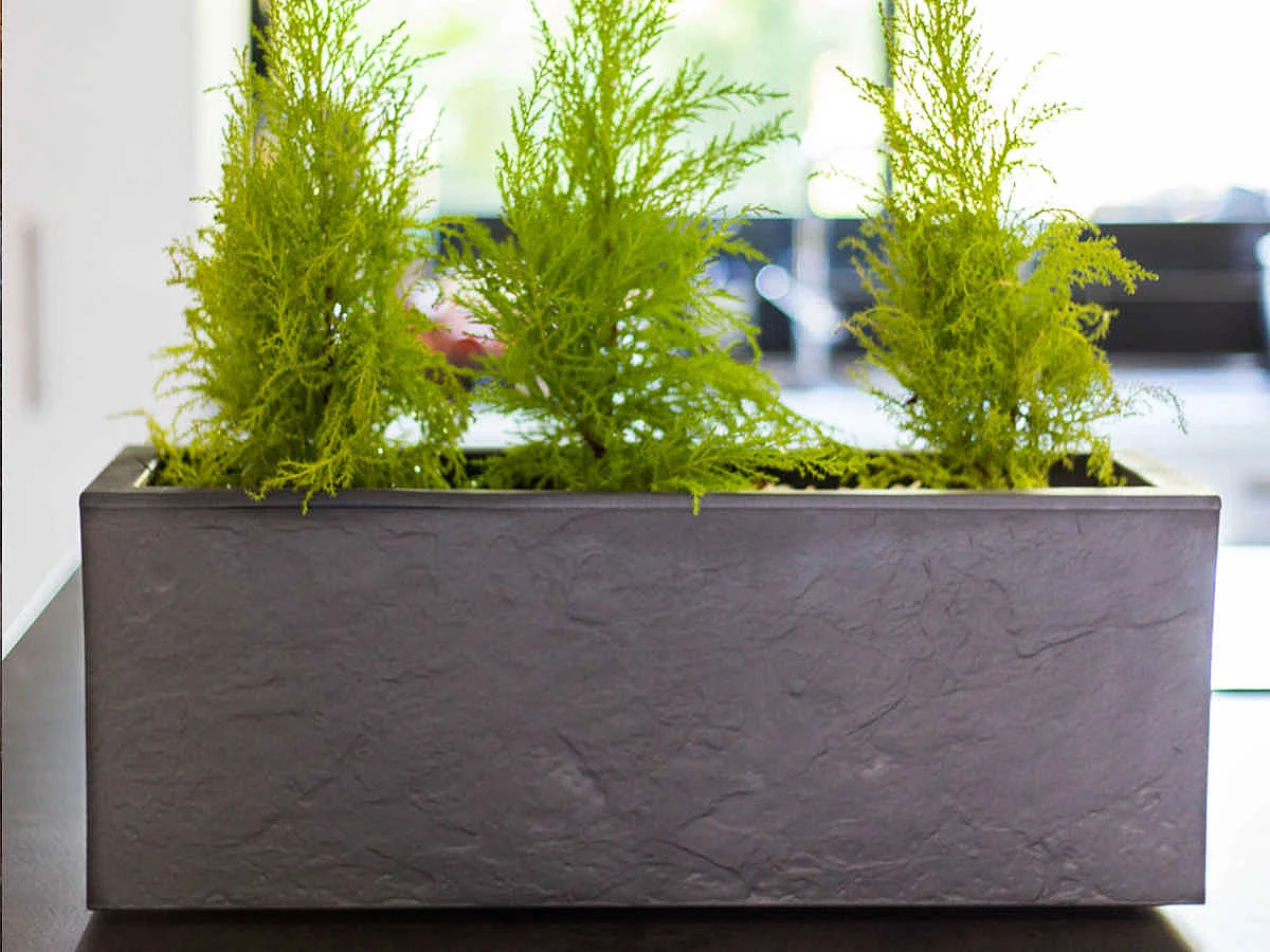 Balconnière rectangulaire Volcania Up effet pierre 25 L Anthracite - Eda