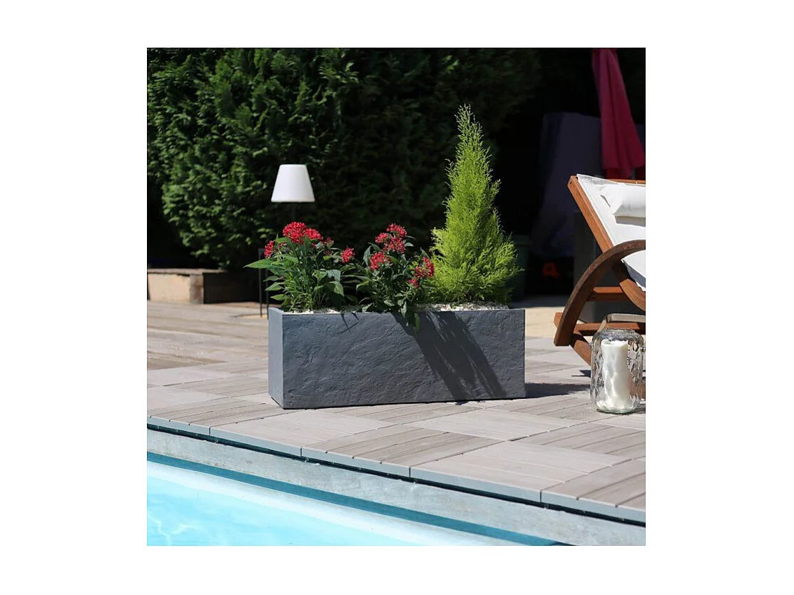 Balconnière rectangulaire Volcania Up effet pierre 25 L Anthracite - Eda