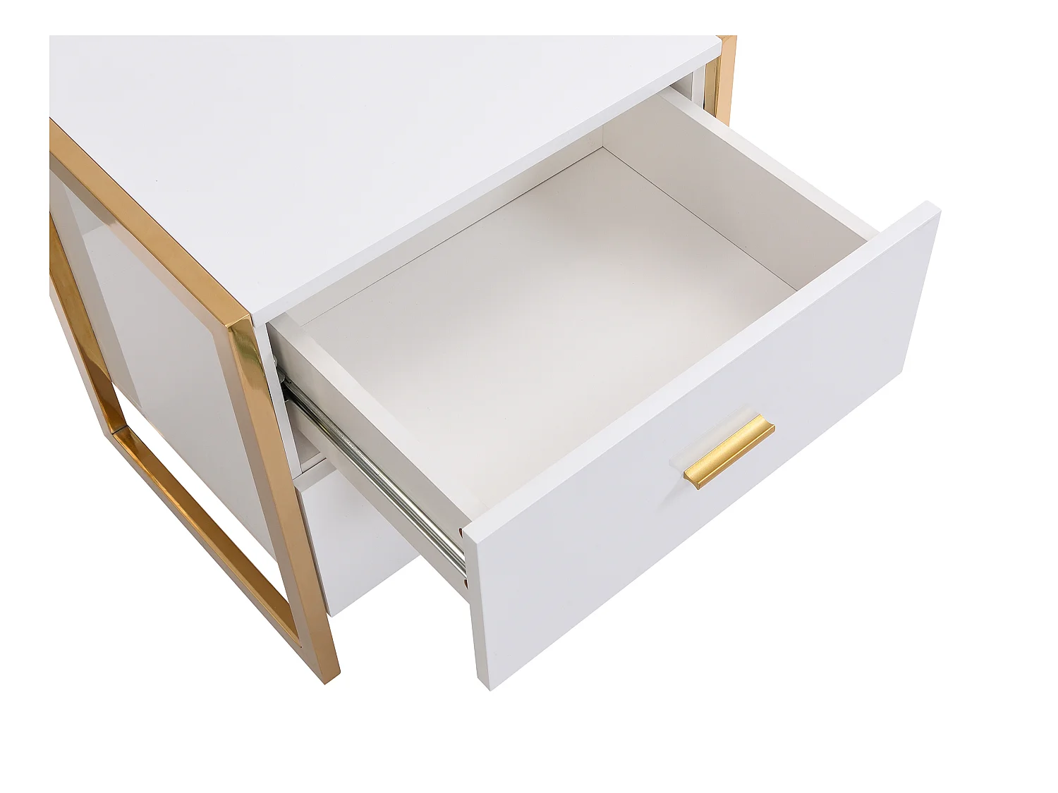 Nachttische mit 2 Schubladen 2er-Set - MDF - Weiß lackiert & Goldfarben - OMBRELIA von Pascal Morabito