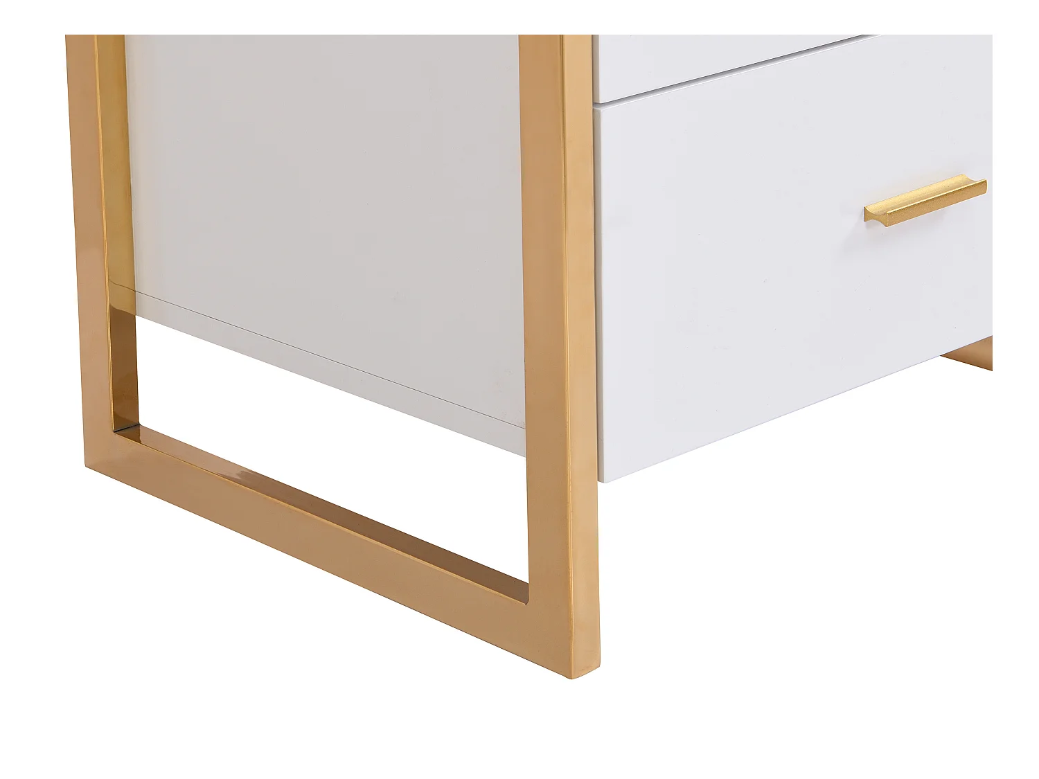 Nachttische mit 2 Schubladen 2er-Set - MDF - Weiß lackiert & Goldfarben - OMBRELIA von Pascal Morabito