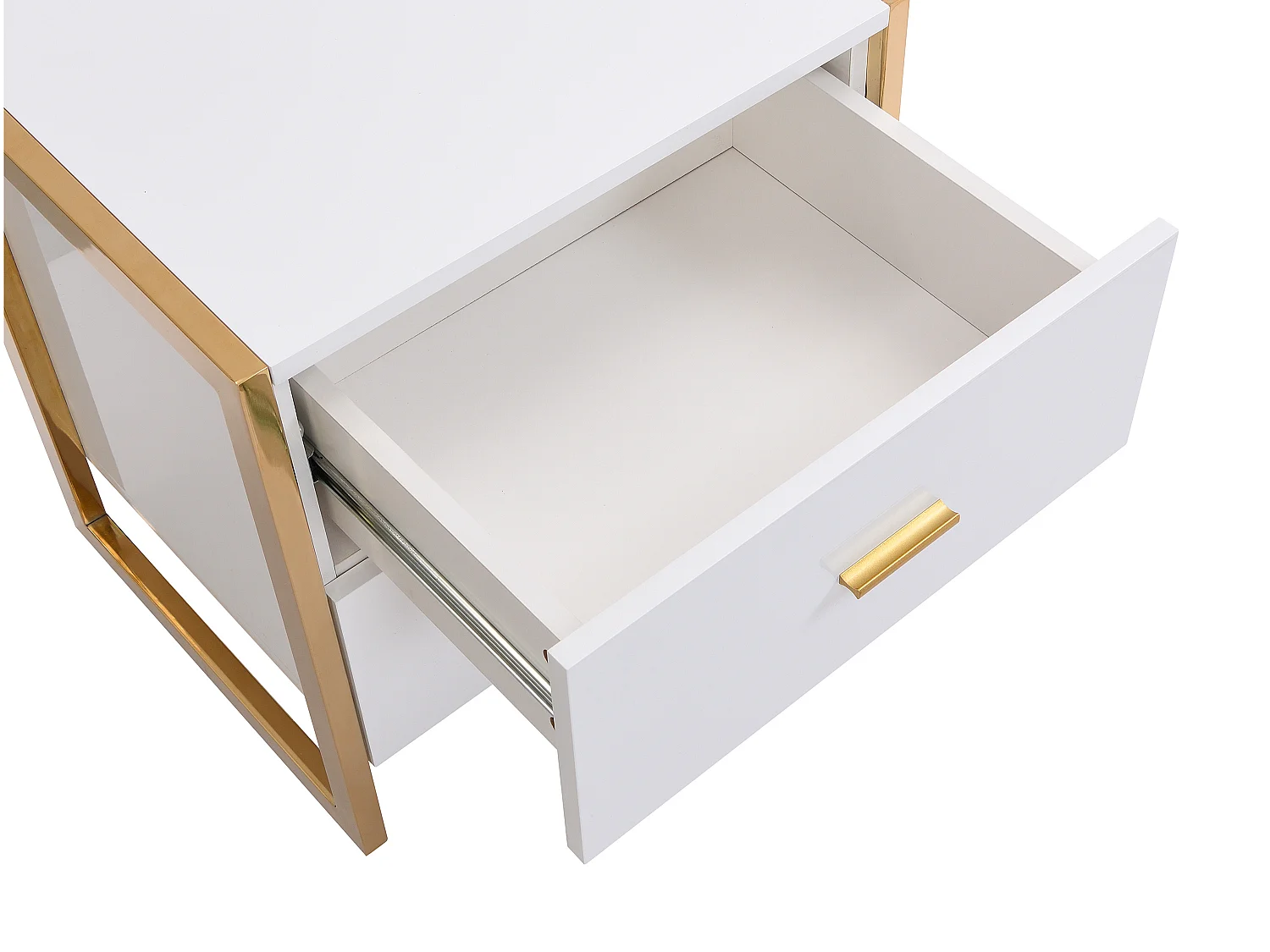 Nachttische mit 2 Schubladen 2er-Set - MDF - Weiß lackiert & Goldfarben - OMBRELIA von Pascal Morabito