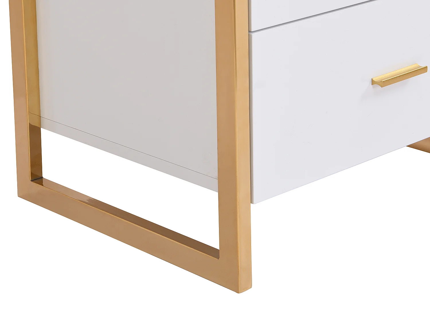 Nachttische mit 2 Schubladen 2er-Set - MDF - Weiß lackiert & Goldfarben - OMBRELIA von Pascal Morabito