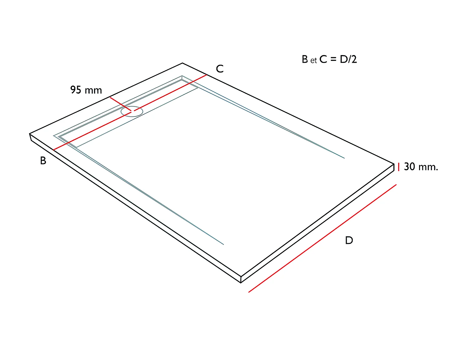Receveur de douche Blanc, finition Ardoise Stone SMART, grille de couleur - 140 x 80 cm