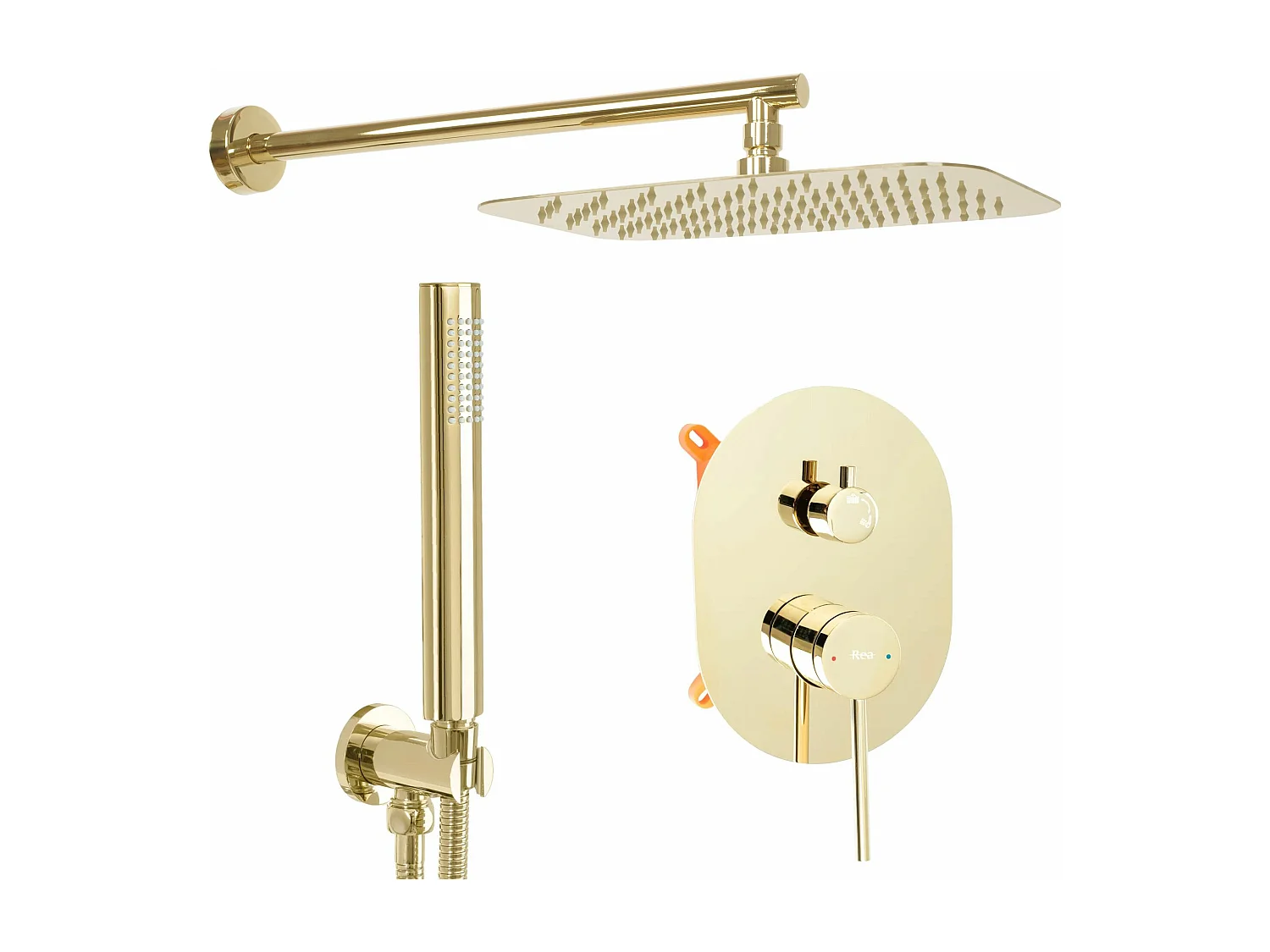 KIT de DOUCHE ENCASTRÉ REA OVAL GOLD + BOX