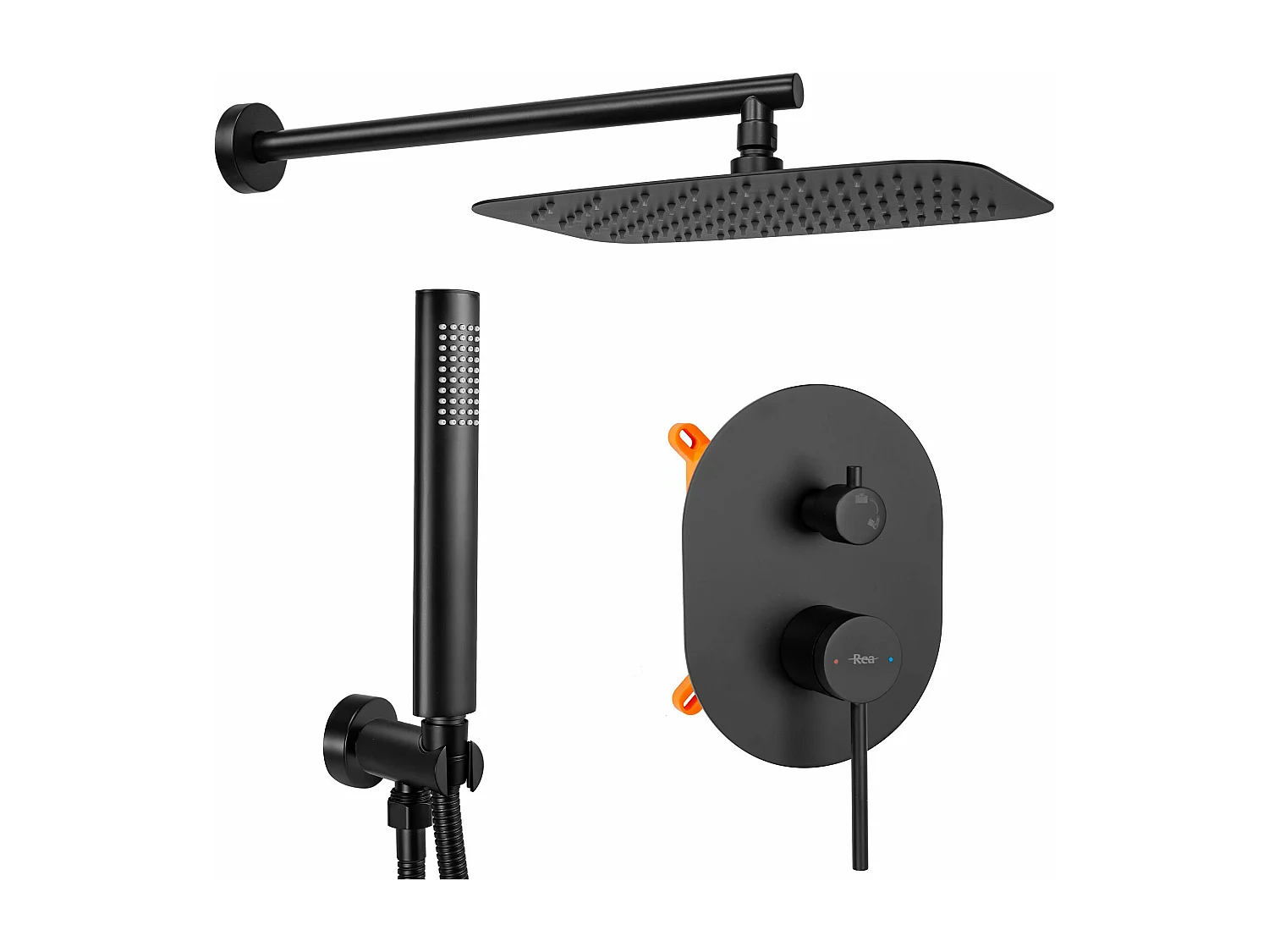 Kit De Douche Encastré Rea Dayton Thermostat Black