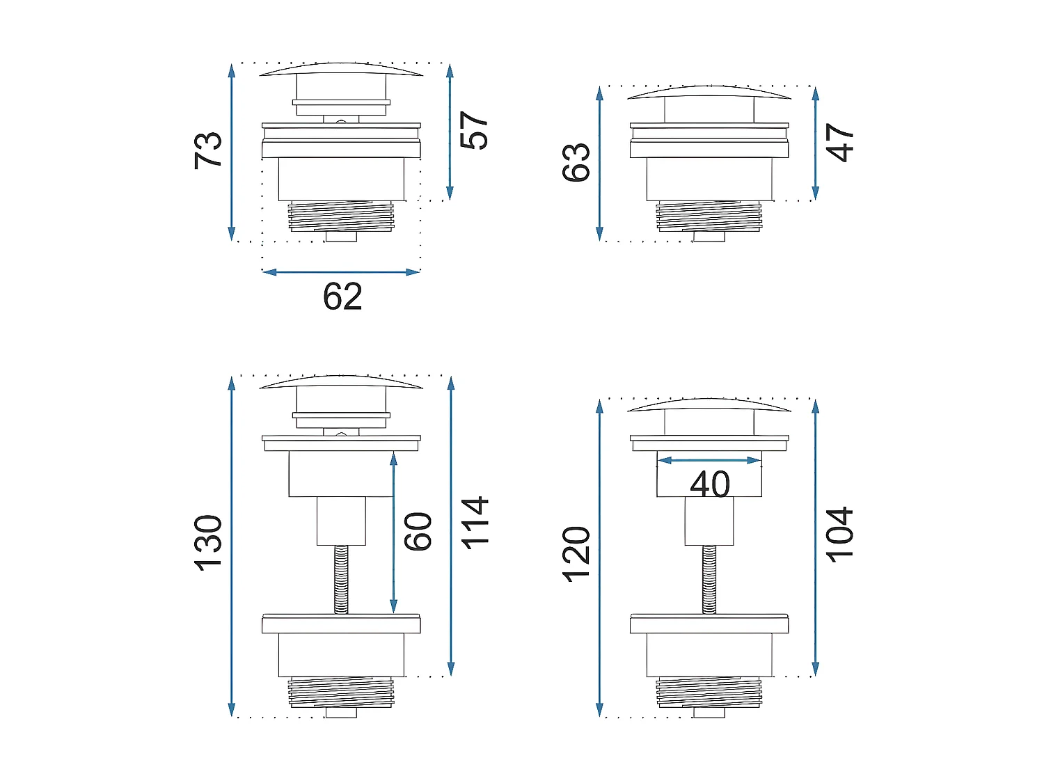 Wastafelplug Universeel Klik-Klak Rea Brush Nickel