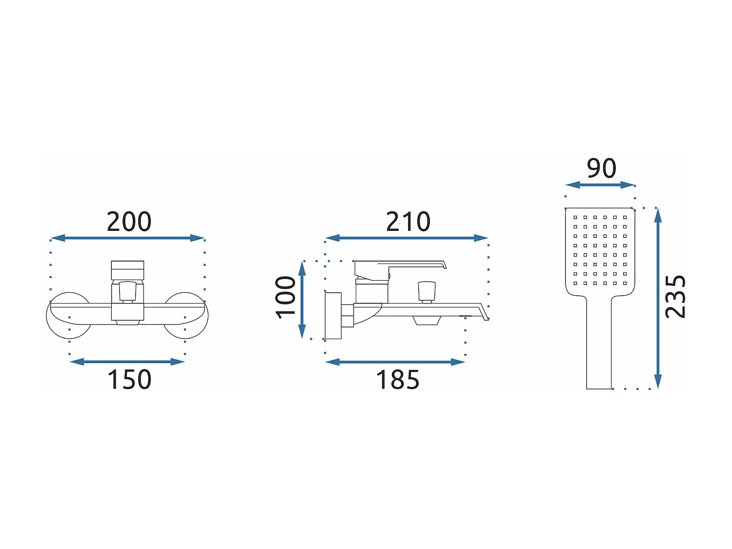 Wannenarmatur Rea My2061-3B Hass Black