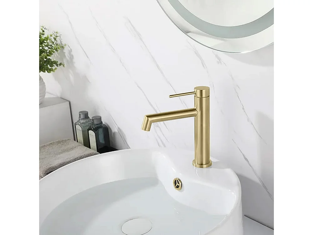 Robinet De Lavabo Rea Js-B310Bg Foss Low Brush Gold