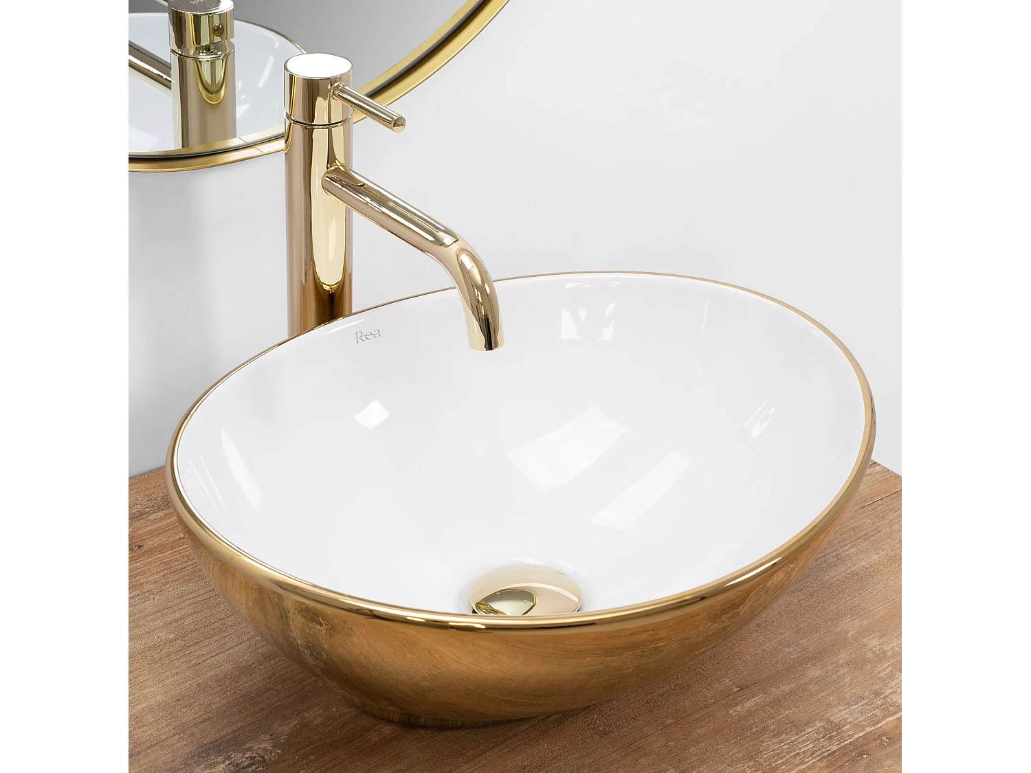 Lavabo Da Appoggio Rea Sofia White Gold