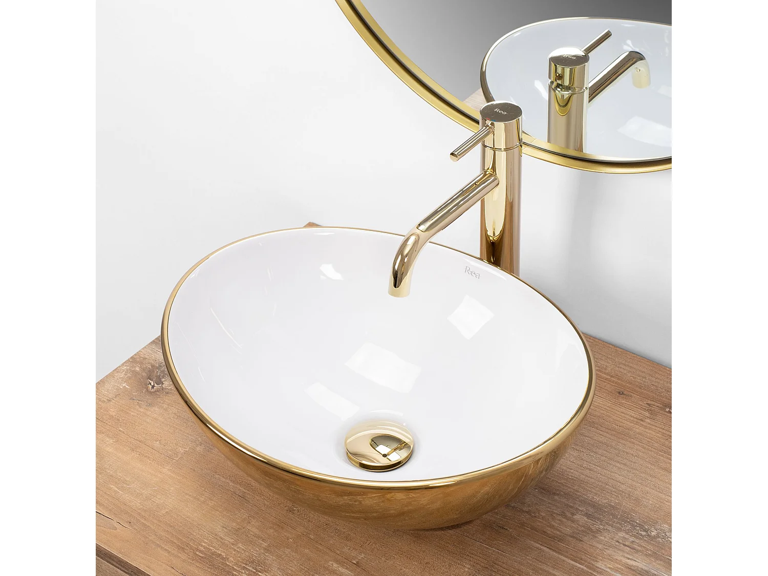 Lavabo Da Appoggio Rea Sofia White Gold